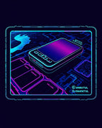 Retro Cyber Circuits Futuristic Tech Display Rug