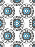 Gray Blue Mandala Starburst Rug