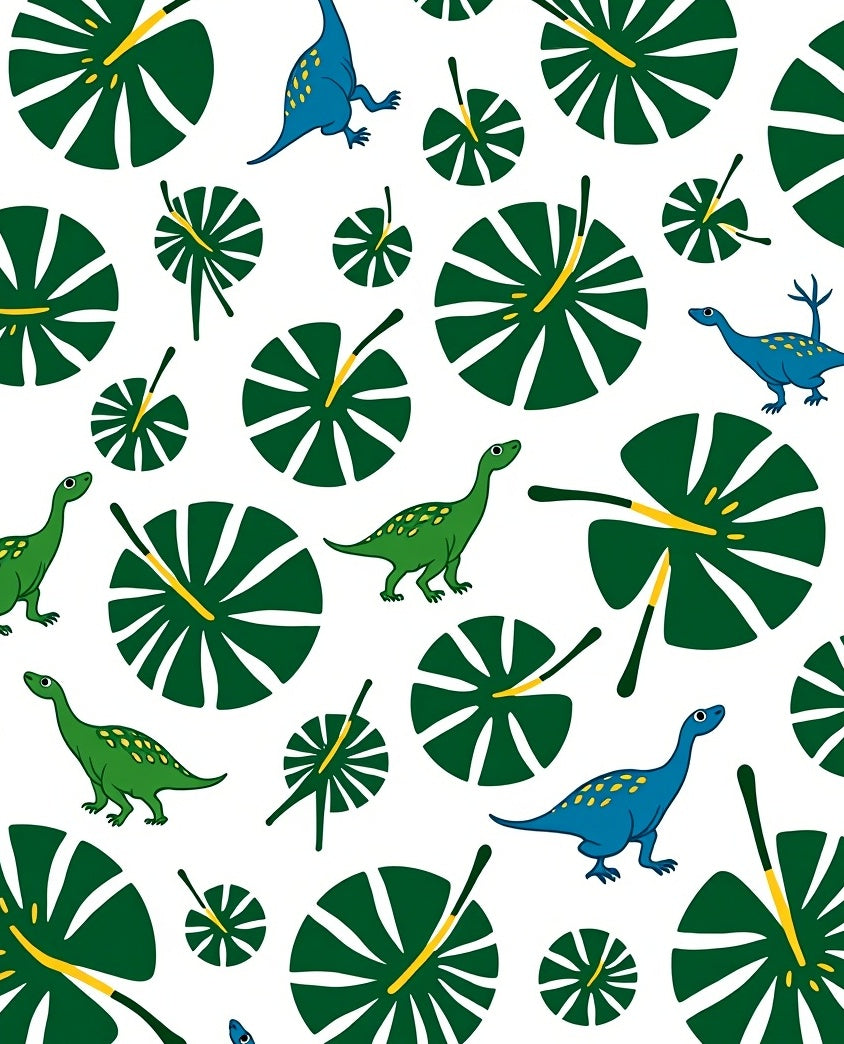 Whimsical Dinosaur Leaf Garden Rug