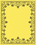 Golden Yellow Floral Vine Border Rug