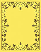 Golden Yellow Floral Vine Border Rug