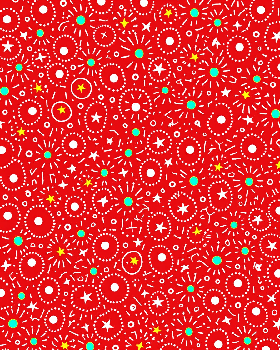 Festive Red Dotted Starburst Area Rug