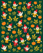 Whimsical Gnomes Pumpkins Yellow Leaves Rug