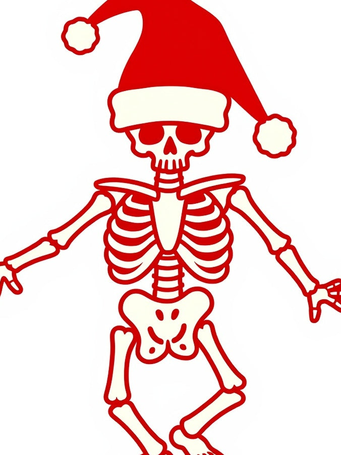 Crimson Santa Skeleton Christmas Rug
