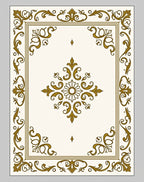 Gold Antique Floral Medallion Frame Rug
