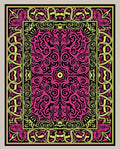 Vibrant Pink Yellow Scrollwork Border Rug