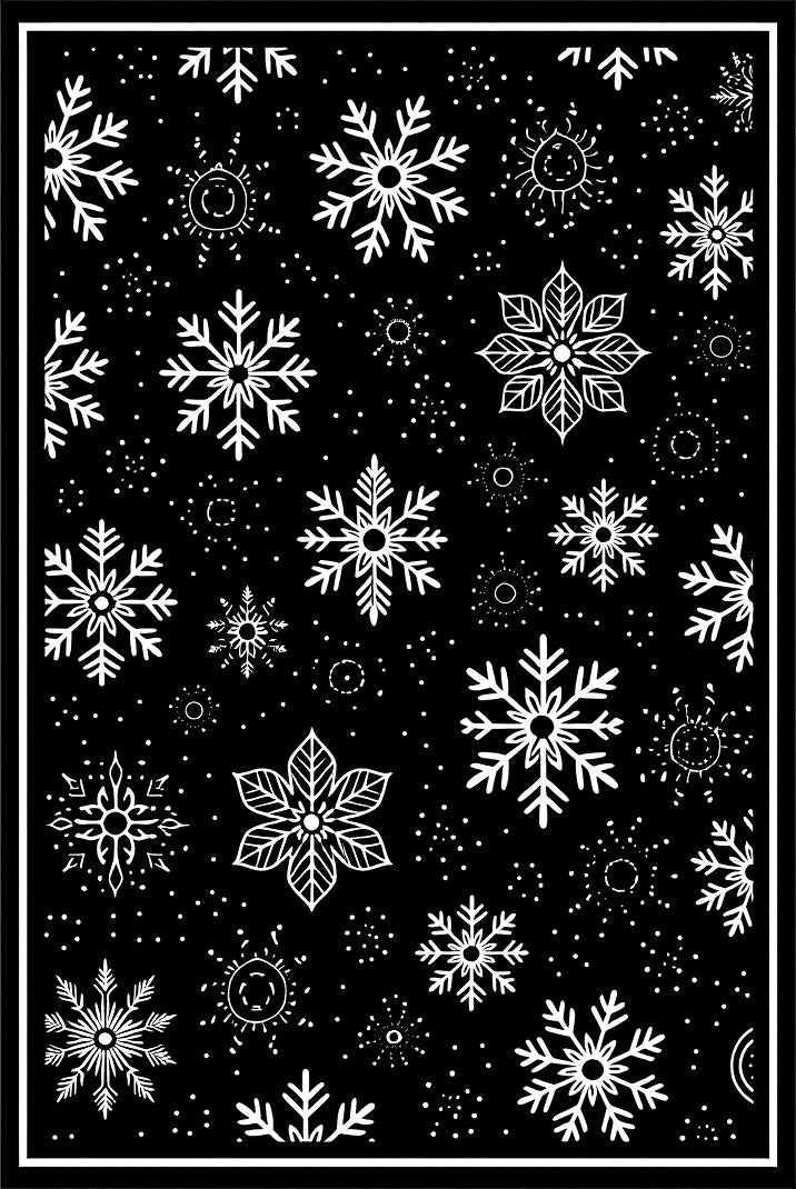 Black White Snowflake Scatter Rug