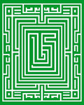 Green White Maze Geometric Garden Rug