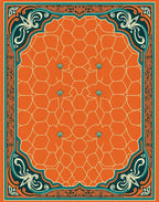 Orange Hexagon Bordered Floral Rug