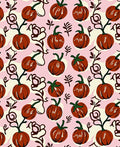 Whimsical Pumpkin Vine Pink Rug