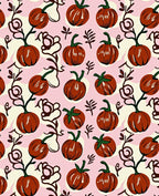 Whimsical Pumpkin Vine Pink Rug