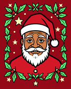 Festive Santa Claus Holly Star Rug