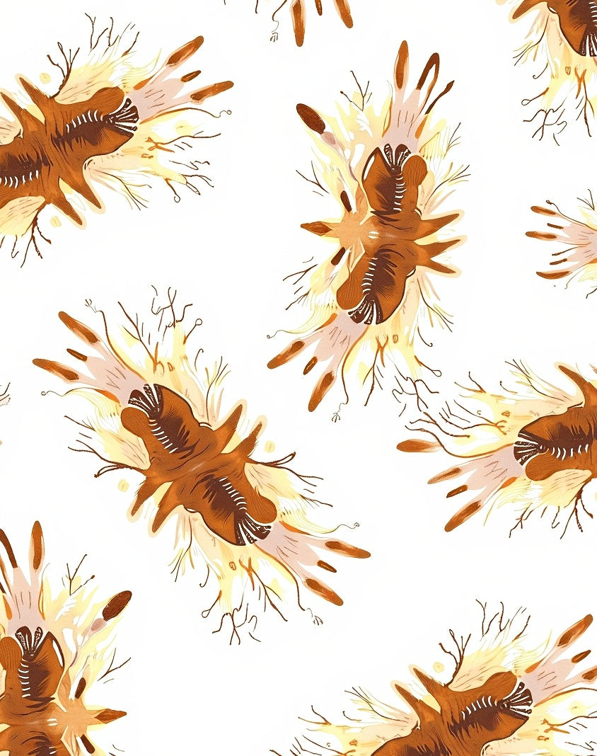 Brown Ochre Abstract Organic Bloom Rug