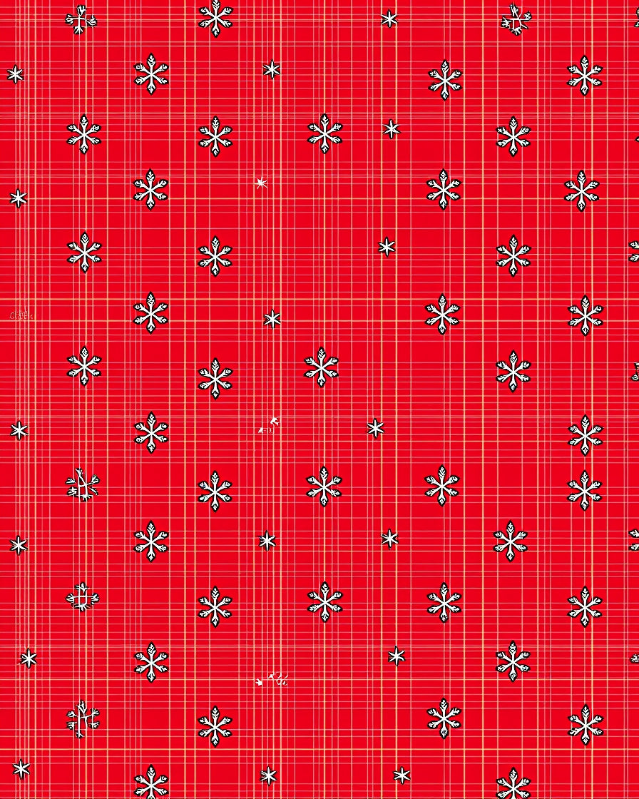 Classic Red Snowflakes Plaid Rug
