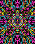Vibrant Neon Psychedelic Sunburst Rug
