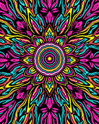 Vibrant Neon Psychedelic Sunburst Rug