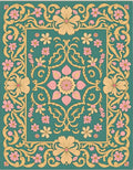 Teal Floral Garden with Pink Accents Rug