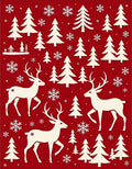 Winter Forest Deer and Snowflakes Rug