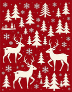 Winter Forest Deer and Snowflakes Rug