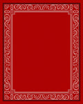 Elegant Red Border Scrollwork Rectangle Rug