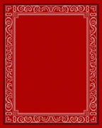 Elegant Red Border Scrollwork Rectangle Rug