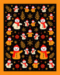 Whimsical Snowman Red Floral Branches Rug