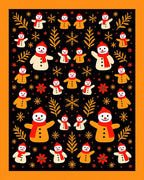 Whimsical Snowman Red Floral Branches Rug