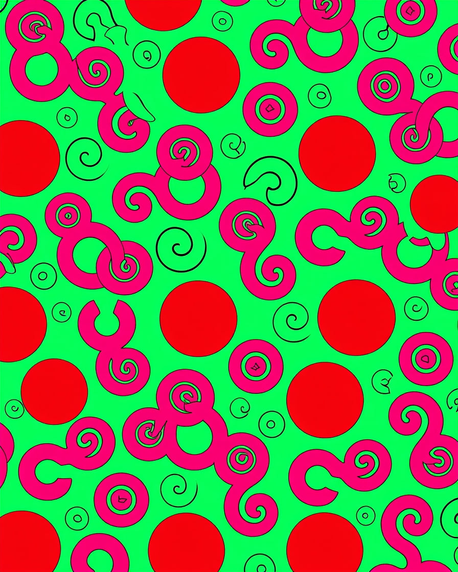 Vibrant Pink Swirl Red Dot Rug