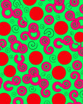 Vibrant Pink Swirl Red Dot Rug