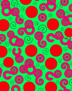 Vibrant Pink Swirl Red Dot Rug
