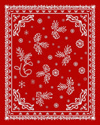 Red White Snowflake Folk Art Rug