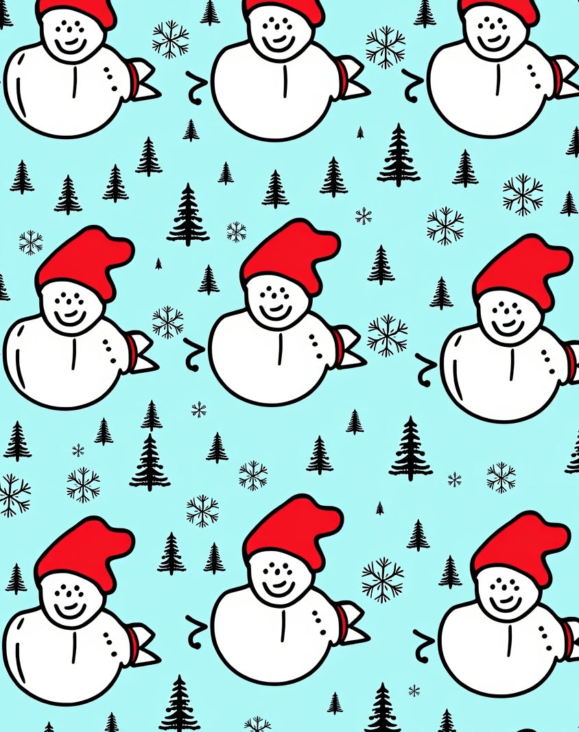 Whimsical Snowman Red Hat Christmas Wonderland Rug