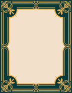 Art Deco Teal Golden Floral Border Rug