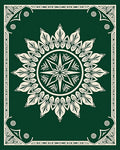 Emerald Green Floral Mandala Frame Rug