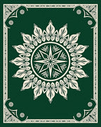 Emerald Green Floral Mandala Frame Rug