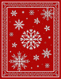 Red White Snowflake Bordered Classic Rug