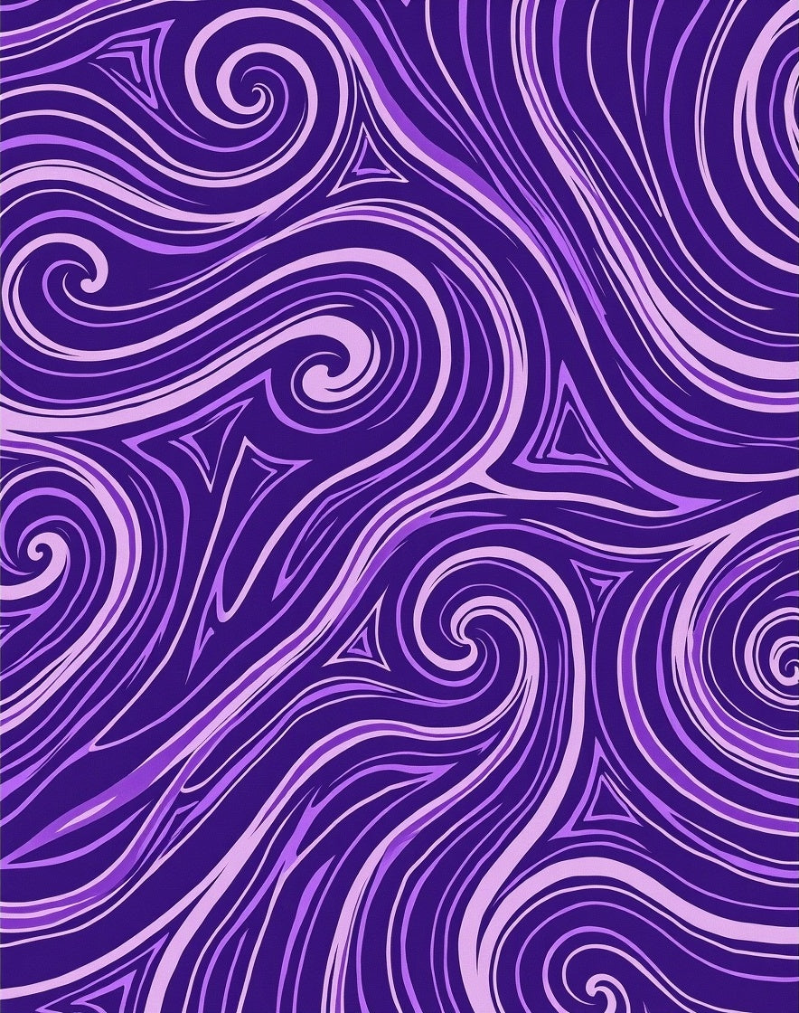 Vibrant Purple Swirls Triangles Rug