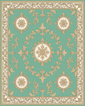 Teal Golden Medallion Acanthus Border Rug