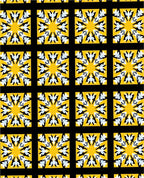 Sunny Yellow Starburst Motif Rug