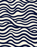 Deep Navy Cream Wavy Stripe Rug
