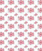 Pink Hand Drawn Floral Butterfly Repeat Rug