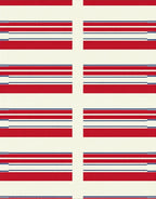 Cream Red Blue Linear Stripe Rectangles Rug
