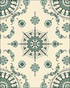 Vintage Teal Floral Medallion Lace Rug