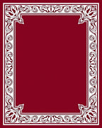 Crimson and White Classic Scroll Border Rug