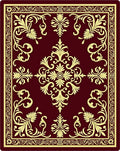 Regal Burgundy Golden Floral Border Rug