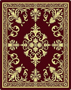 Regal Burgundy Golden Floral Border Rug
