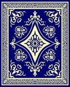 Regal navy ornate floral medallion Rug