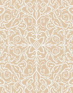 Ornate Cream Tan Swirls Rug