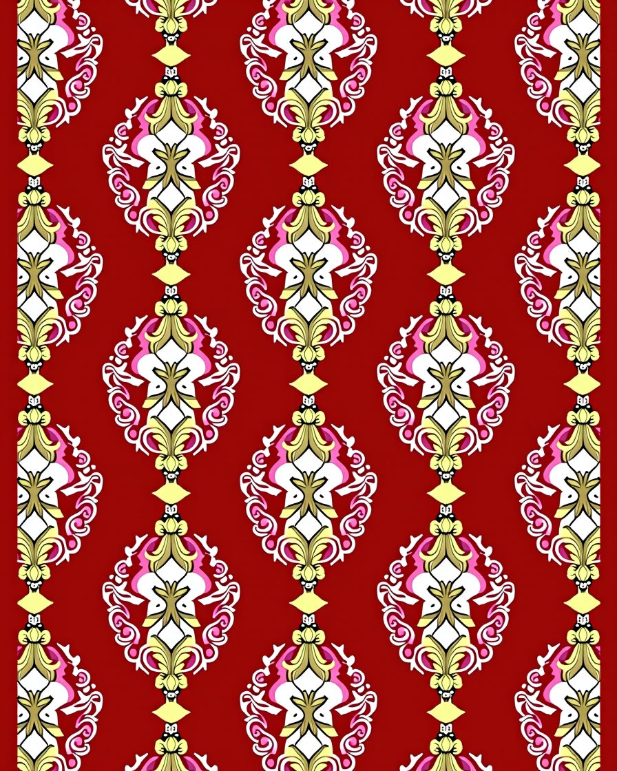 Crimson Floral Medallion with Gold Accents Rug