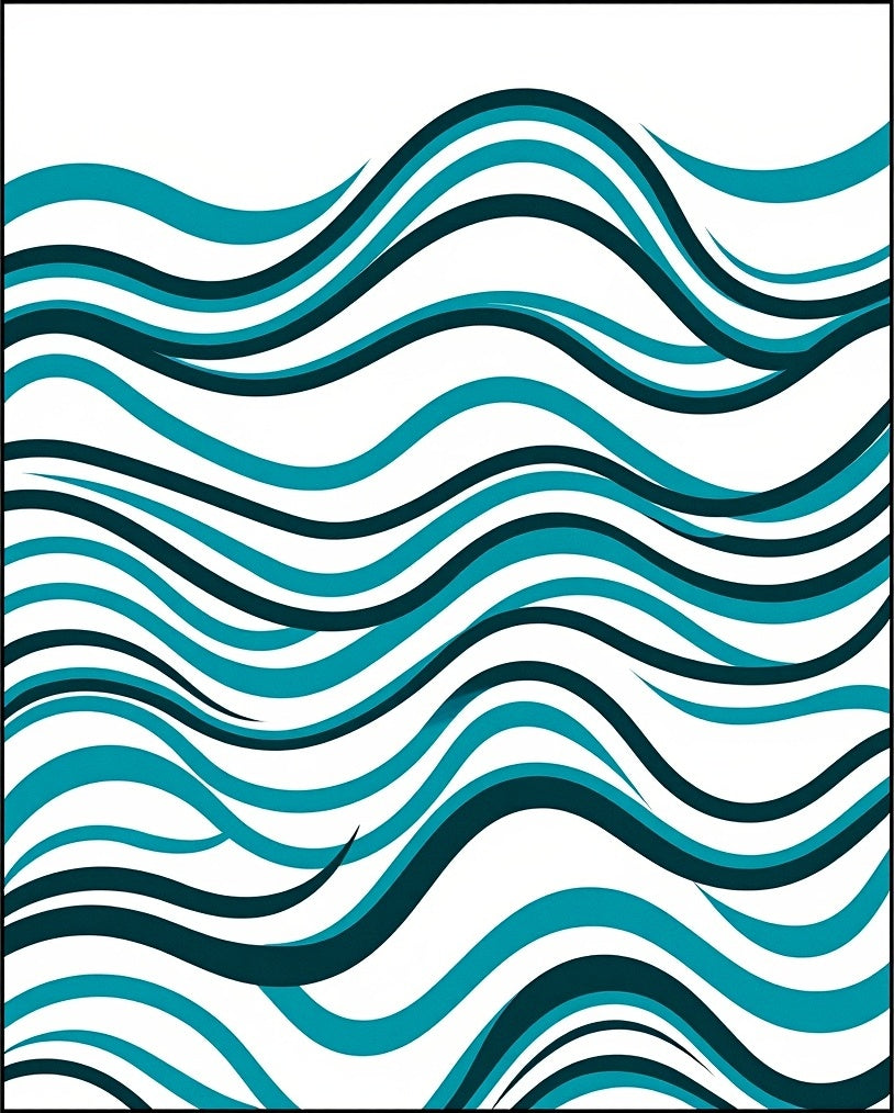 Oceanic Teal Wave Ribbon Rug